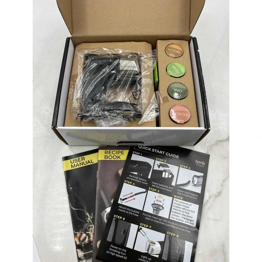 Homia Fuma Smoking Gun Starter Kit 13pc Food Drink Infuser Black New